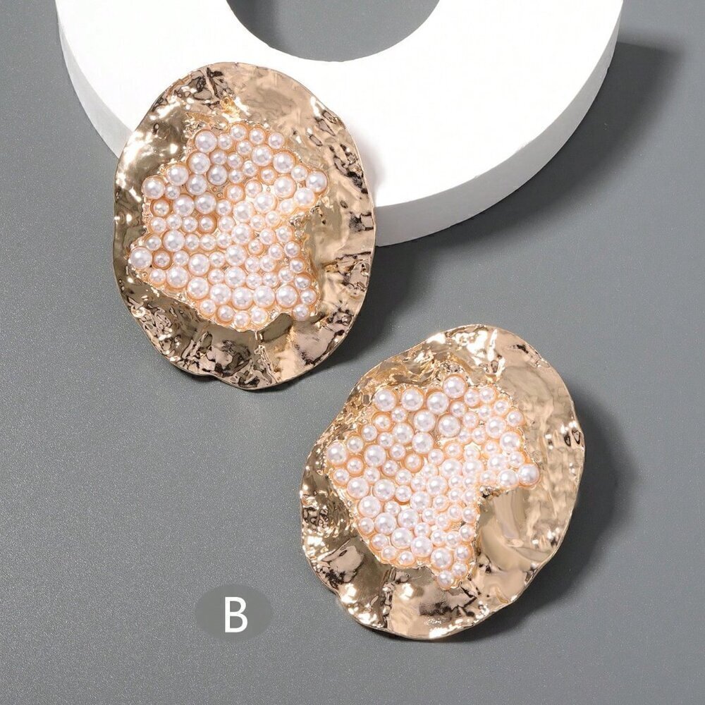 Multicolor Women's Random Color Rhinestone Decor Textured Stud Earring - Picture 6 of 7